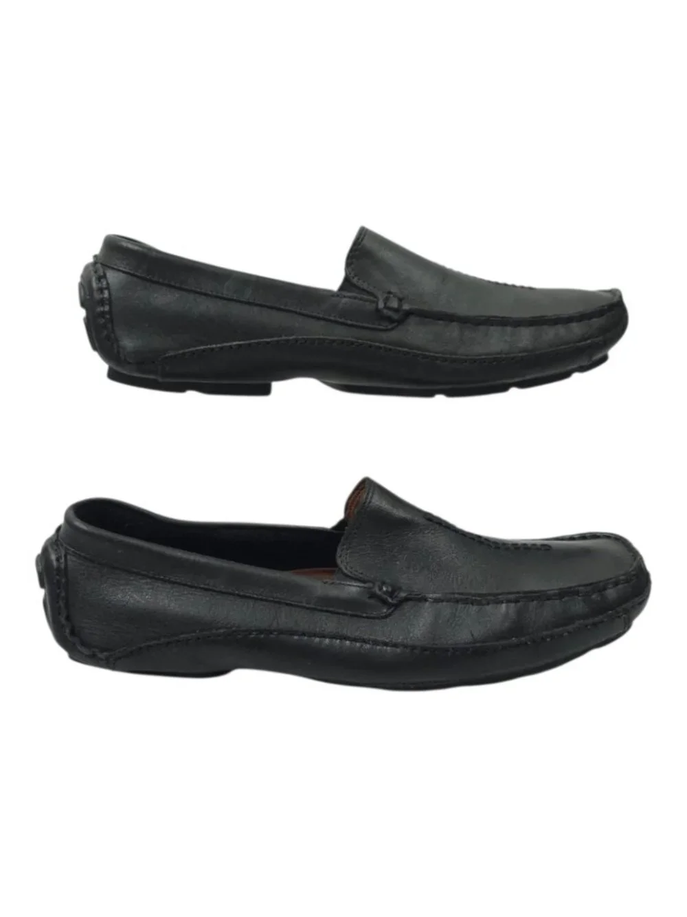 Clarks Leather Driving Loafers Mens 10 M Black Slip On Casual Shoes Moccasins